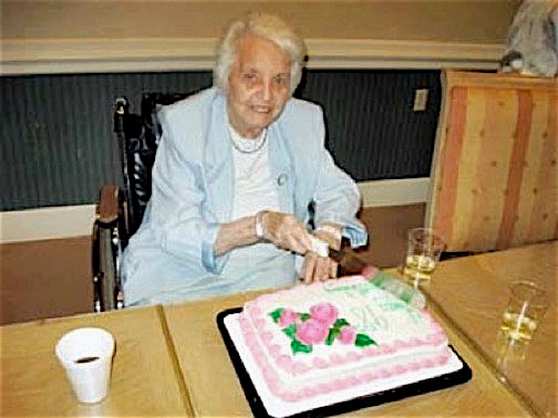 My Mother, Elizabeth Hoedemaker Sheppard, Cutting The Cake At Her 98th Birthday Party