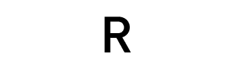 Black letter "R" on white background.