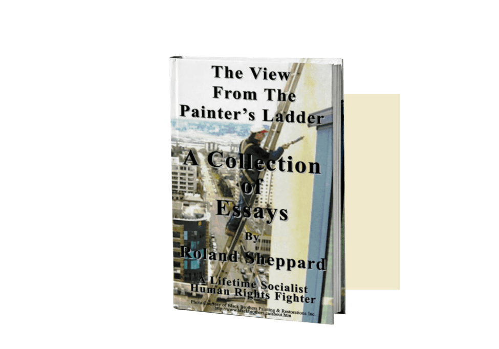 Book cover with man painting on ladder.